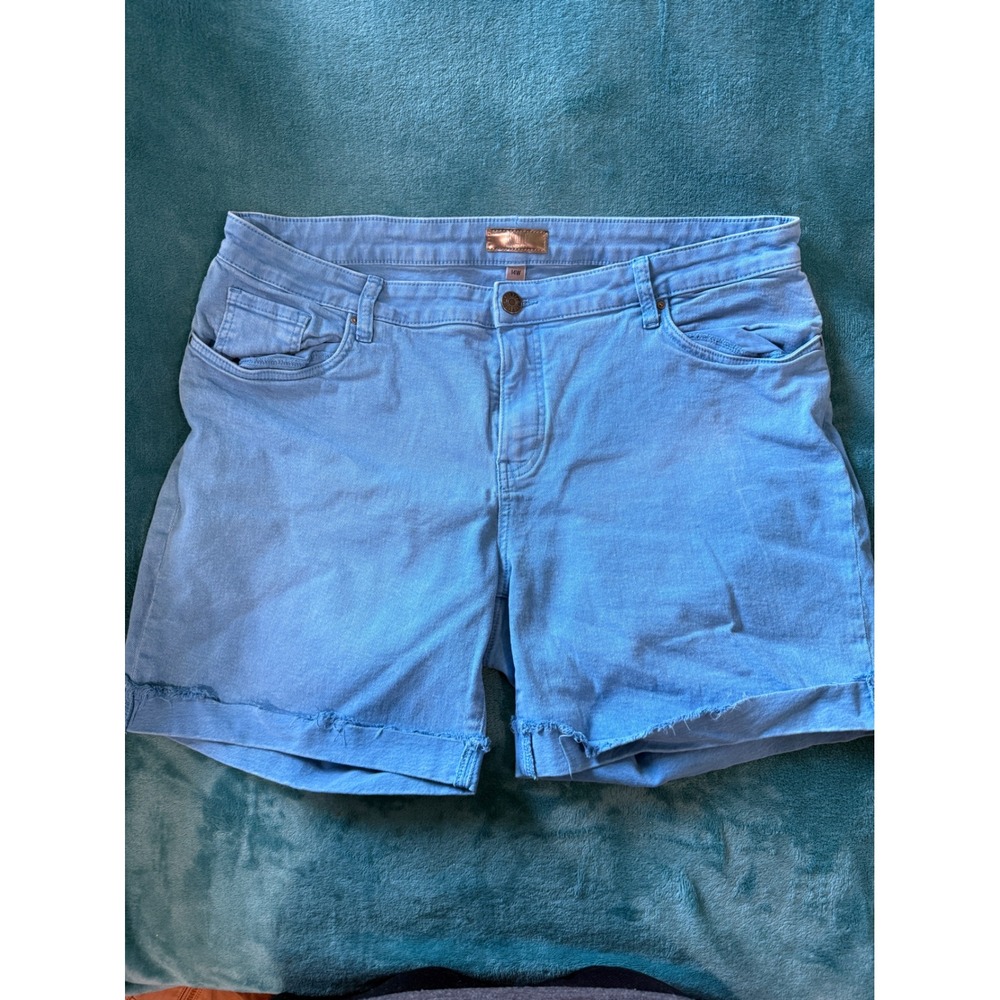 Kut from the Kloth Womens Plus Size 14W Light Blue Frayed Hem Denim Shorts